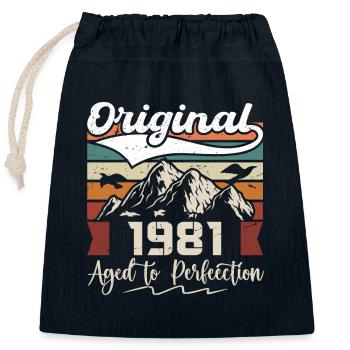 1981 - Gift born in 1981 - Closable cotton gift bag (25x30cm) - navy - Front