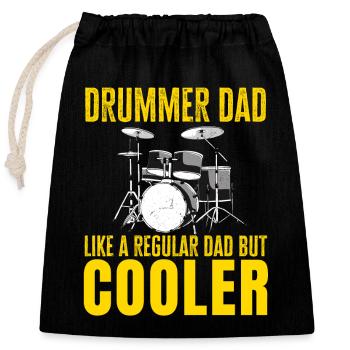 Schlagzeuger Papa ist cooler Musikfan Vater Musiker - Verschließbarer Geschenkbeutel aus Baumwolle (25x30cm) - Schwarz - Vorne