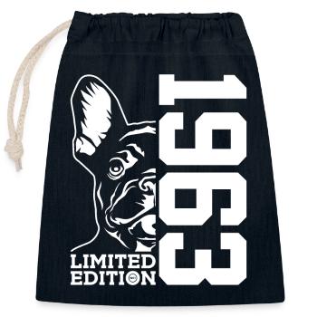 63. GEBURTSTAG FRANZÖSICHE BULLDOGGE 1963 - Verschließbarer Geschenkbeutel aus Baumwolle (25x30cm) - Navy - Vorne