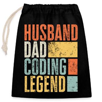 Programmierer Vater Ehemann Legende Bester Vater Lustiger Vater - Verschließbarer Geschenkbeutel aus Baumwolle (25x30cm) - Schwarz - Vorne