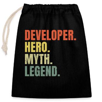 Lustiger Entwickler Hero Mythos Legende Bester Job - Verschließbarer Geschenkbeutel aus Baumwolle (25x30cm) - Schwarz - Vorne