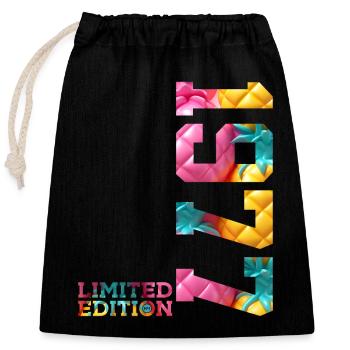 49TH BIRTHDAY LIMITED EDITION 1977 - Closable cotton gift bag (25x30cm) - black - Front