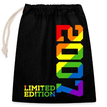 LGBTQ 2007 ARC-EN-CIEL QUEER 18E ANNIVERSAIRE PRIDE - Sac cadeau en coton avec cordon (25 x 30 cm) - noir - Devant