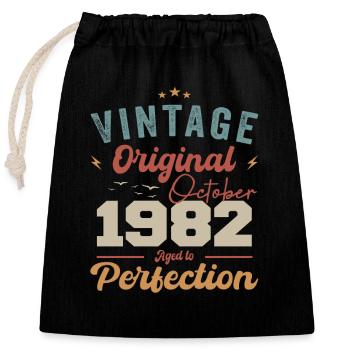 October 1982 Birthday Present 1982 October - Closable cotton gift bag (25x30cm) - black - Front