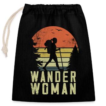 Wander Woman Herzschlag Berge - Verschließbarer Geschenkbeutel aus Baumwolle (25x30cm) - Schwarz - Vorne