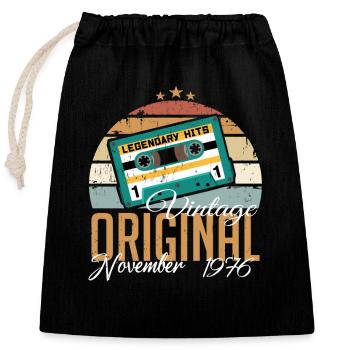 Born in November 1976 Retro - Closable cotton gift bag (25x30cm) - black - Front
