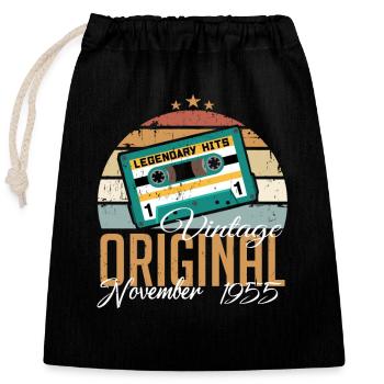 Born in November 1955 Retro - Closable cotton gift bag (25x30cm) - black - Front