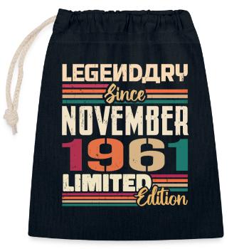 Légendaire depuis novembre 1961 - Cadeau 1961 - Sac cadeau en coton avec cordon (25 x 30 cm) - bleu marine - Devant