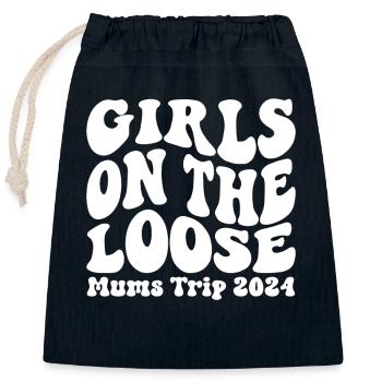 Girls On The Loose Mums Trip 2024 (en anglais seulement) - Sac cadeau en coton avec cordon (25 x 30 cm) - bleu marine - Devant