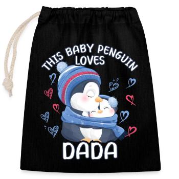 Ce bébé pingouin aime la fête des pères de papa - Sac cadeau en coton avec cordon (25 x 30 cm) - noir - Devant