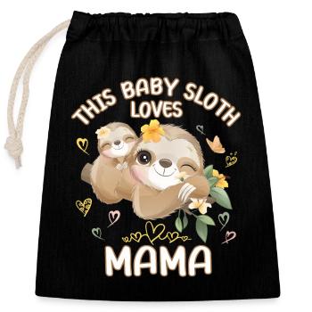 Ce bébé paresseux aime maman le jour de la fête des mères - Sac cadeau en coton avec cordon (25 x 30 cm) - noir - Devant