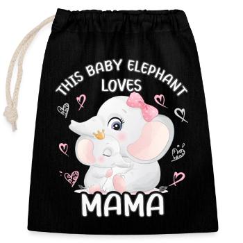 Ce bébé éléphant aime maman le jour de la fête des mères - Sac cadeau en coton avec cordon (25 x 30 cm) - noir - Devant
