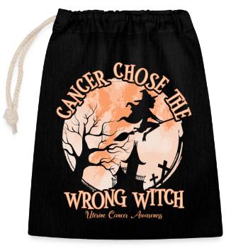 Cancer Pêche sorcière Cancer de l’utérus - Sac cadeau en coton avec cordon (25 x 30 cm) - noir - Devant