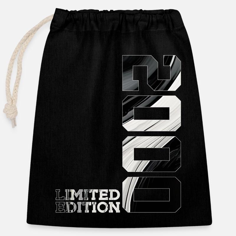 LIMITED EDITION 2000 26TH BIRTHDAY - Closable cotton gift bag (25x30cm) - black
