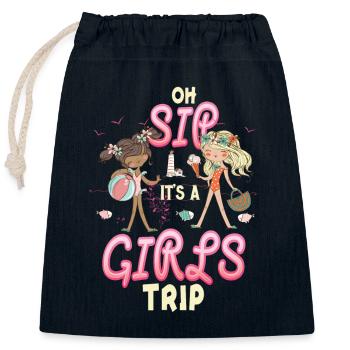 Mädelswochenende Oh Sip It's A Girls Trip - Verschließbarer Geschenkbeutel aus Baumwolle (25x30cm) - Navy - Vorne