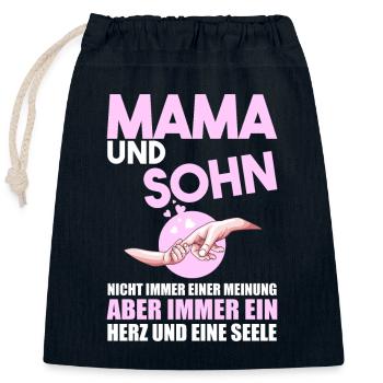 Mama Und Sohn - Verschließbarer Geschenkbeutel aus Baumwolle (25x30cm) - Navy - Vorne