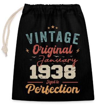 January 1938 Legend for 86 years - Closable cotton gift bag (25x30cm) - black - Front