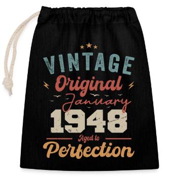 January 1948 Legend for 76 years - Closable cotton gift bag (25x30cm) - black - Front