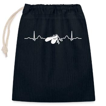 Ballet, Danseur, Battement de cœur, Ecg, Ballerine - Sac cadeau en coton avec cordon (25 x 30 cm) - bleu marine - Devant