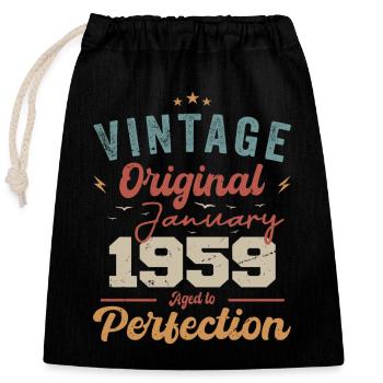 January 1959 Legend for 65 years - Closable cotton gift bag (25x30cm) - black - Front