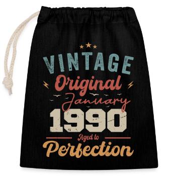 January 1990 Legend for 34 years - Closable cotton gift bag (25x30cm) - black - Front