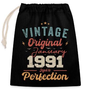 January 1991 Legend for 33 years - Closable cotton gift bag (25x30cm) - black - Front