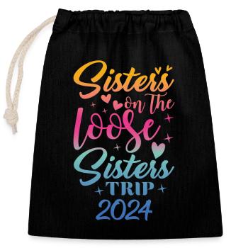 Sœurs sur le voyage de réunion des filles lâches - Sac cadeau en coton avec cordon (25 x 30 cm) - noir - Devant