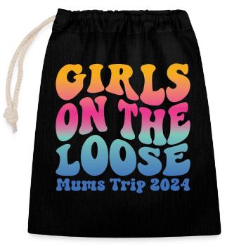 Girls On The Loose Mums Trip 2024 (en anglais seulement) - Sac cadeau en coton avec cordon (25 x 30 cm) - noir - Devant
