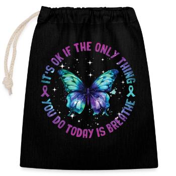 Sensibilisation à la prévention du suicide - Sac cadeau en coton avec cordon (25 x 30 cm) - noir - Devant