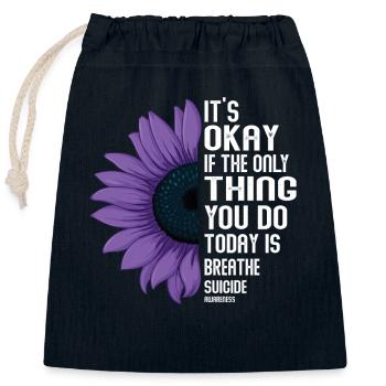 Sensibilisation à la prévention du suicide - Sac cadeau en coton avec cordon (25 x 30 cm) - bleu marine - Devant