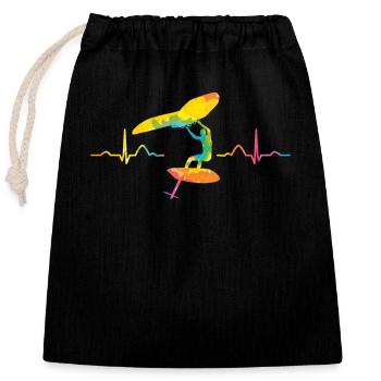Flügel Surfer Wingsurfing Retro Folie Flügel - Verschließbarer Geschenkbeutel aus Baumwolle (25x30cm) - Schwarz - Vorne