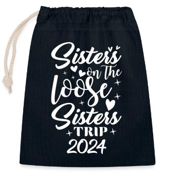 Sœurs sur le voyage de réunion des filles lâches - Sac cadeau en coton avec cordon (25 x 30 cm) - bleu marine - Devant