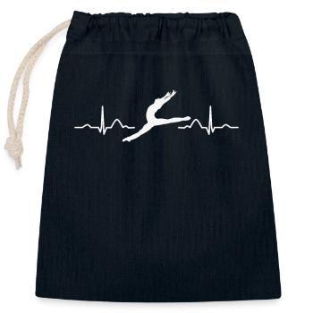 Ballet, Danseur, Battement de cœur, Ecg, Ballerine - Sac cadeau en coton avec cordon (25 x 30 cm) - bleu marine - Devant