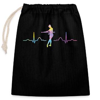 Ballet, Danseur, Battement de cœur, Ecg, Ballerine - Sac cadeau en coton avec cordon (25 x 30 cm) - noir - Devant
