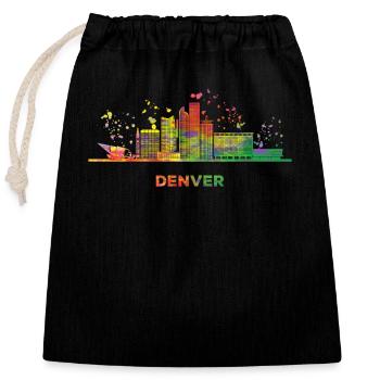 Denverites Skyline Denver - Verschließbarer Geschenkbeutel aus Baumwolle (25x30cm) - Schwarz - Vorne