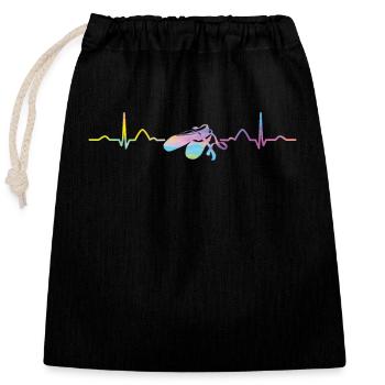 Ballet, Danseur, Battement de cœur, Ecg, Ballerine - Sac cadeau en coton avec cordon (25 x 30 cm) - noir - Devant