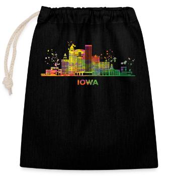 Iowans Skyline Stadtbild Iowa - Verschließbarer Geschenkbeutel aus Baumwolle (25x30cm) - Schwarz - Vorne