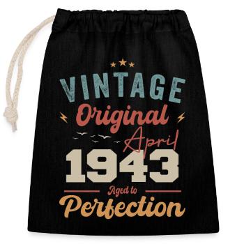 Vintage Geboren im April 1943 Geburtstagsgeschenk - Verschließbarer Geschenkbeutel aus Baumwolle (25x30cm) - Schwarz - Vorne