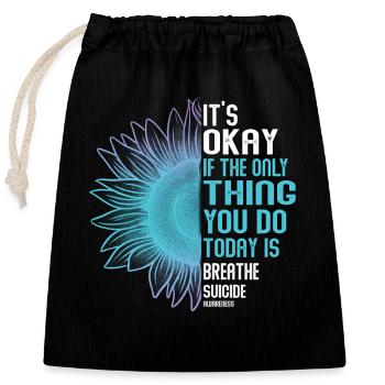 Sensibilisation à la prévention du suicide - Sac cadeau en coton avec cordon (25 x 30 cm) - noir - Devant
