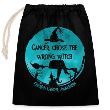 Cancer Sorcière Sarcelle d’hiver Cancer de l’ovaire - Sac cadeau en coton avec cordon (25 x 30 cm) - noir - Devant