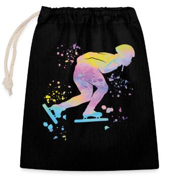 Speed skater Sportswoman Speed Skating - Closable cotton gift bag (25x30cm) - black - Front