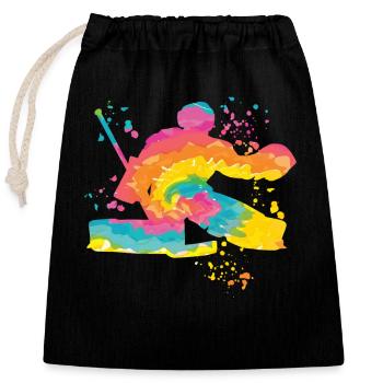 Eishockeyspieler Jungen Eishockey - Verschließbarer Geschenkbeutel aus Baumwolle (25x30cm) - Schwarz - Vorne