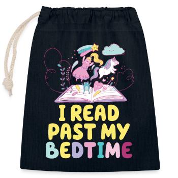 I read unicorn after bedtime - Closable cotton gift bag (25x30cm) - navy - Front