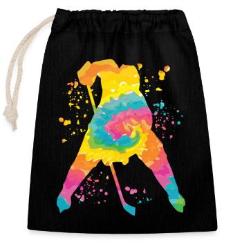 Eishockeyspieler Jungen Eishockey - Verschließbarer Geschenkbeutel aus Baumwolle (25x30cm) - Schwarz - Vorne