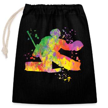 Eishockeyspieler Jungen Eishockey - Verschließbarer Geschenkbeutel aus Baumwolle (25x30cm) - Schwarz - Vorne