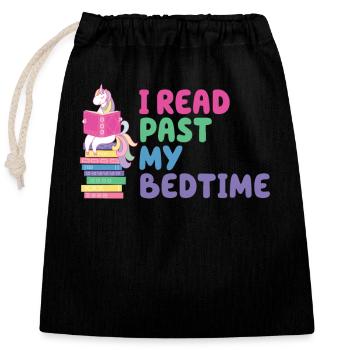 I read unicorn after bedtime - Closable cotton gift bag (25x30cm) - black - Front