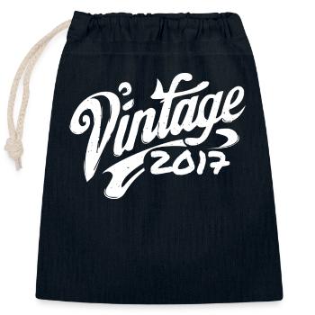 Millésime 2017 Millésime 2017 Anniversaire 2017 Rétro - Sac cadeau en coton avec cordon (25 x 30 cm) - bleu marine - Devant