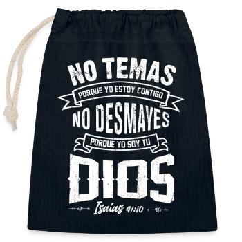 NO TEMAS Chrétiens Citation de verset biblique en espagnol - Sac cadeau en coton avec cordon (25 x 30 cm) - bleu marine - Devant
