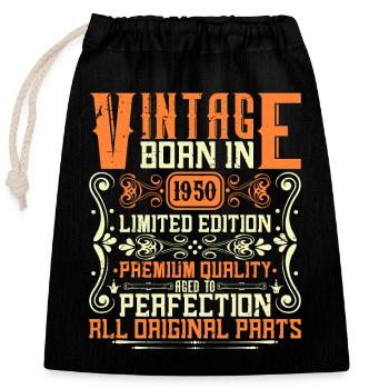 1950 Jahrgang 1950 - Baujahr 1950 Geburtstag 1950 - Verschließbarer Geschenkbeutel aus Baumwolle (25x30cm) - Schwarz - Vorne