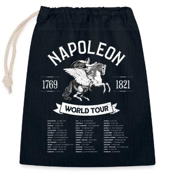 Tour du monde Napoléon Bonaparte Histoire militaire - Sac cadeau en coton avec cordon (25 x 30 cm) - bleu marine - Devant